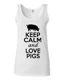 Junior Keep Calm And Love Pigs Animal Lover Graphic Sleeveless Tank Tops