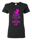 Ladies Keep Calm And Make Up Girls Pretty Teens Cosmetic Fashion T-Shirt Tee