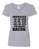 V-Neck Ladies Exercise Eggs Are Sides For Bacon Breakfast Gym Funny T-Shirt Tee