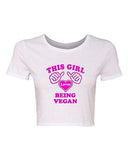 Crop Top Ladies This Girl Loves Vegan Vegetarian Veggie Funny Humor T-Shirt Tee