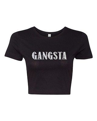 Crop Top Ladies GANGSTA Gangster Swagger Swag Bad Ass Funny Humor DT T-Shirt Tee