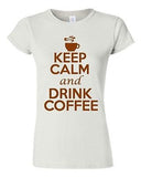 Junior Keep Calm and Drink Coffee Novelty Caffeine Humor Graphic T-Shirt Tee