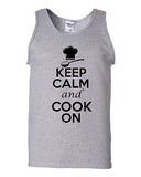 Keep Calm And Cook On Chef Humor Novelty Statement Graphics Adult Tank Top