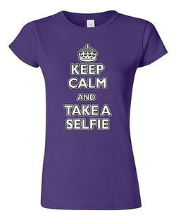 Junior Keep Calm And Take A Selfie Selfy Photo Camera Funny Humor DT T-Shirt Tee
