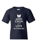 Keep Calm And Love Butterflies Flower Insect Animal Lover Youth Kids T-Shirt Tee