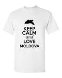 Keep Calm And Love Moldova Country Novelty Statement Graphic Adult T-Shirt Tee