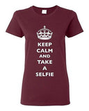 Ladies Keep Calm And Take A Selfie Crown King Camera Pics Funny DT T-Shirt Tee