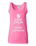 Junior Keep Calm And Love Ladybugs Insects Bug Animal Lover Sleeveless Tank Tops