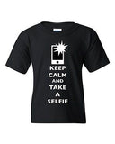 Keep Calm And Take A Selfie Flash Phone Camera Picture DT Youth Kids T-Shirt Tee