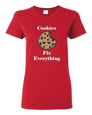 Ladies Cookies Fix Everything Biscuit Pastry Sweet Dessert Snack DT T-Shirt Tee