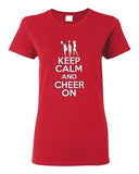 Ladies Keep Calm and Cheer On Pom Pom Cheerleader Cheer Dance Sports T-Shirt Tee