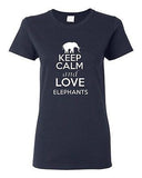 Ladies Keep Calm and Love Elephants Tusk Animal Lover Elephant Lover T-Shirt Tee