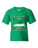 Merry Christmas Ugly Xmas Car Tree Funny Humor DT Youth Kids T-Shirt Tee