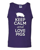 Keep Calm And Love Pigs Boar Humor Novelty Statement Graphics Adult Tank Top