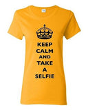 Ladies Keep Calm And Take A Selfie Crown King Photo Camera Funny DT T-Shirt Tee