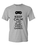 Keep Calm And Play Video Games Novelty Statement Graphics Adult T-Shirt Tee