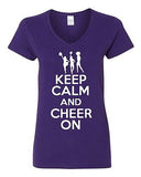 V-Neck Ladies Keep Calm And Cheer On Cheering Squad Dance Funny T-Shirt Tee