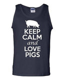 Keep Calm And Love Pigs Boar Humor Novelty Statement Graphics Adult Tank Top