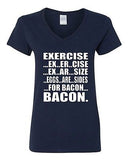 V-Neck Ladies Exercise Eggs Are Sides For Bacon Breakfast Gym Funny T-Shirt Tee