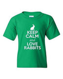 Keep Calm And Love Rabbits Bunny Rats Pet Animal Lover Youth Kids T-Shirt Tee