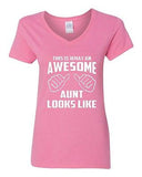 V-Neck Ladies This Is What An Awesome Aunt Looks Like Auntie Funny T-Shirt Tee