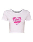 Crop Top Ladies Psycho Heart Love Pink Couple Cute Funny Humor DT T-Shirt Tee