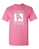 Adult Content Rated A For Awesome Cool Nerdy Funny Humor Parody T-Shirt Tee