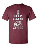 Keep Calm And Play Chess Board Game Novelty Statement Graphics Adult T-Shirt Tee