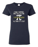 Ladies It Only Happens Once In A Lifetime Ultimate Pi Day Math DT T-Shirt Tee