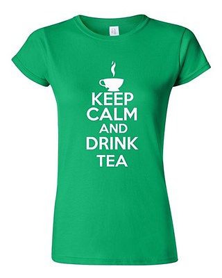 Junior Keep Calm And Drink Tea Beverages Novelty Statement T-Shirt Tee