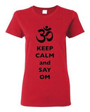Ladies Keep Calm And Say Om Yoga Hindu Sanskrit Symbol Religion DT T-Shirt Tee