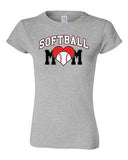 Junior Softball Mom Heart Sports Novelty DT T-Shirt Tee