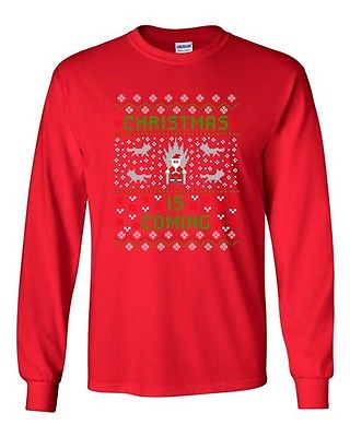 Long Sleeve Adult T-Shirt Christmas Is Coming Santa Claus TV Funny Parody DT