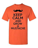 Keep Calm And Grow A Mustache Funny Novelty Statement Graphics Adult T-Shirt Tee