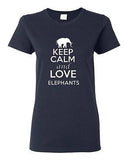 Ladies Keep Calm and Love Elephants Tusk Animal Lover Elephant Lover T-Shirt Tee