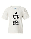 Keep Calm And Love Seals Sea Lion Walrus Animal Lover Youth Kids T-Shirt Tee