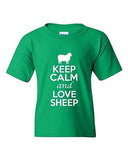 Keep Calm And Love Sheep Animals Novelty Statement Youth Kids T-Shirt Tee