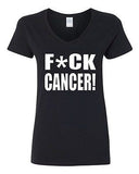 V-Neck Ladies Fck Cancer Sucks Survivor Fight Awareness Funny T-Shirt Tee