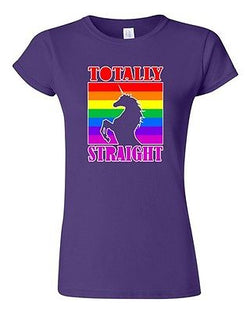 Junior Totally Straight Funny Unicorn Novelty T-Shirt Tee