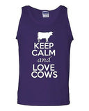 Keep Calm And Love Cows Cattle Humor Novelty Statement Graphics Adult Tank Top