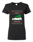 Ladies Merry Christmas Ugly Xmas Car Tree Funny Humor DT T-Shirt Tee
