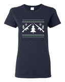 Ladies Guns Ugly Christmas Snow Rifle Tree Grenade Funny Humor DT T-Shirt Tee