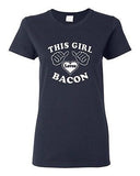 Ladies This Girl Loves Bacon Favorite Breakfast Meat Pork Food Meal T-Shirt Tee