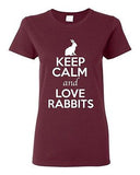 Ladies Keep Calm And Love Rabbits Bunny Pet Animal Lover Funny T-Shirt Tee