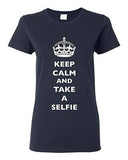 Ladies Keep Calm And Take A Selfie Crown King Camera Pics Funny DT T-Shirt Tee