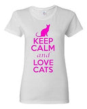 Ladies Keep Calm And Love Cats Cat Lover Pet Kitten Kitty Animals T-Shirt Tee