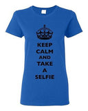 Ladies Keep Calm And Take A Selfie Crown King Photo Camera Funny DT T-Shirt Tee