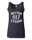 Junior Boston Strong 617 Novelty State Sox Campaign Slogan Graphic Tank Top