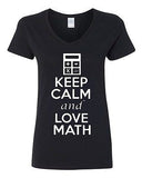 V-Neck Ladies Keep Calm And Love Math Love Mathematics School Funny T-Shirt Tee
