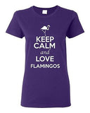 Ladies Keep Calm And Love Flamingos Birds Animal Lover Wild Funny T-Shirt Tee